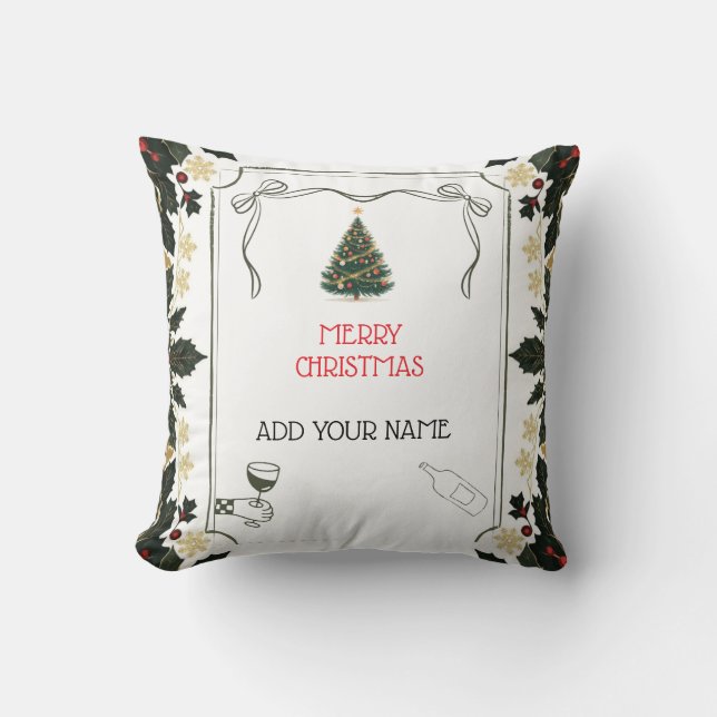 Cojín Decorativo Personalized Wine Lover Christmas Tree Pillow (Anverso)