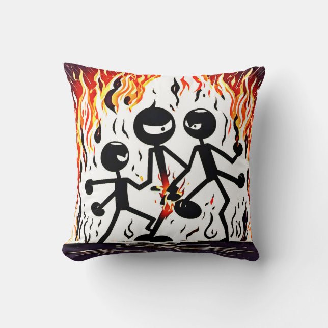 Cojín Decorativo Personas en medio de obras de arte de Badaist (Anverso)