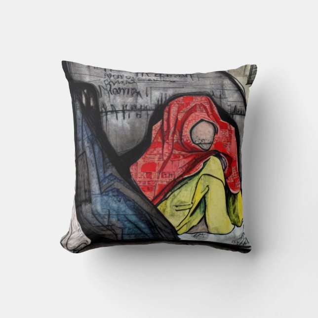 Cojín Decorativo Personas sin hogar (Anverso)