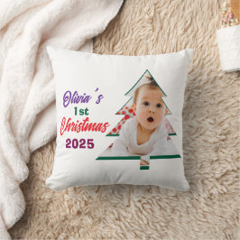Cojín Decorativo Personlized Photo Olivia's 1st Christmas Tree 
