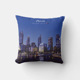 Cojín Decorativo Perth, Australia - Horizonte de la ciudad de noche