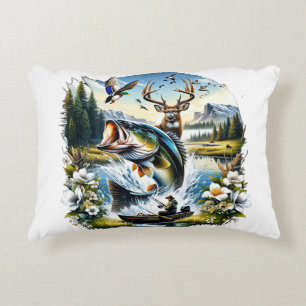 Cojín Decorativo Pesca, Caza de Ciervos y Patos
