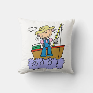 Cojín Decorativo Pesca con Chica de figura de palo