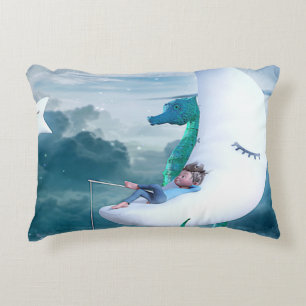 Cojín Decorativo Pesca de niños y caballitos de mar en la luna