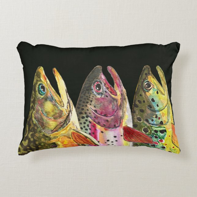 Cojín Decorativo Pesca de trucha (Anverso)