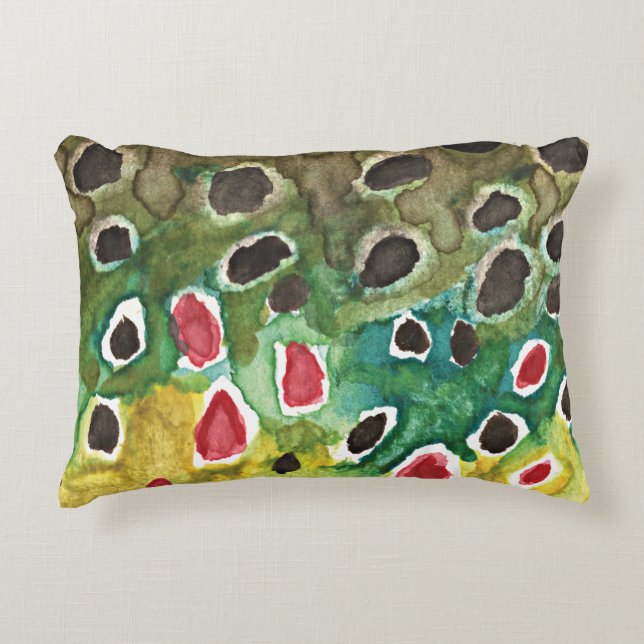 Cojín Decorativo Pesca de trucha marrón (Anverso)