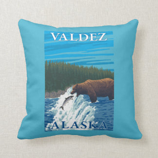 Cojín Decorativo Pesca del oso en el río - Valdez, Alaska