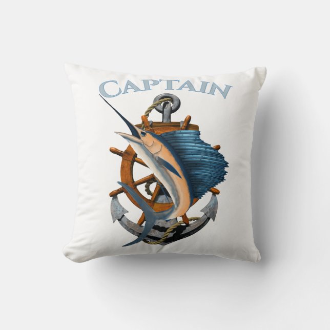 Cojín Decorativo Pesca en mar profunda de capitán Nautical Anchor (Anverso)