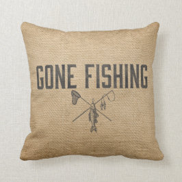 Cojín Decorativo Pesca ida vintage de la arpillera