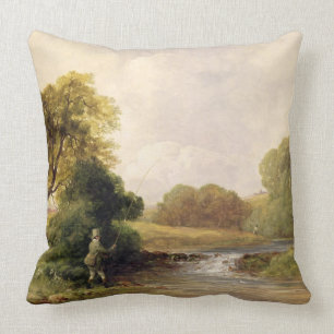 Cojín Decorativo Pesca: Jugando un pescado (aceite en lona)