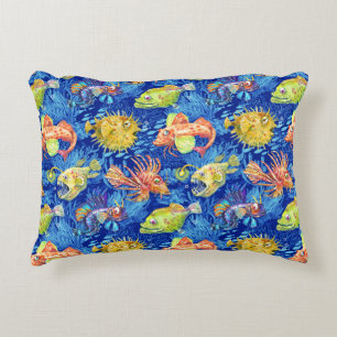 Cojín Decorativo Pescado acuarela divertida