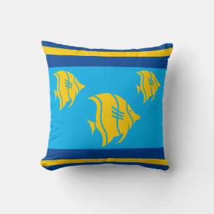 Cojín Decorativo Pescado amarillo, azul y amarillo