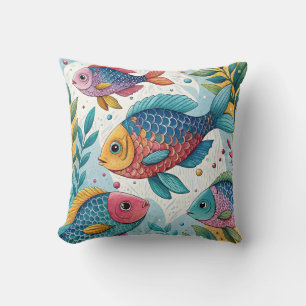 Cojín Decorativo Pescado arco iris bajo el agua