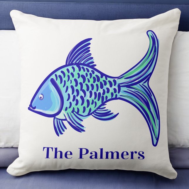 Cojín Decorativo Pescado azul preppy (Subido por el creador)