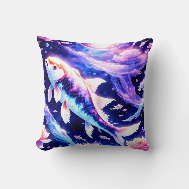 Cojín Decorativo Pescado Celestial De Koi: Magia Acuática Serena En (Anverso)