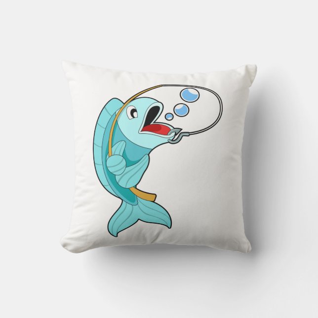 Cojín Decorativo Pescado con barra de pesca (Anverso)