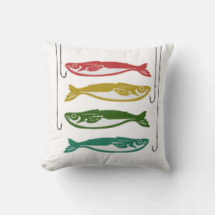 Cojín Decorativo Pescado de color con anzuelos de pescado