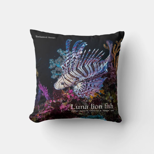 Cojín Decorativo Pescado de león Luna, Pterois lunulata, (Anverso)