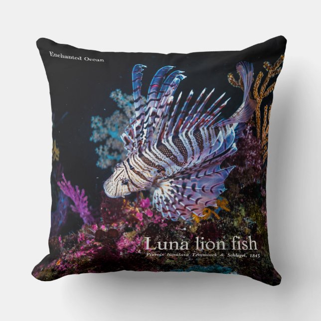 Cojín Decorativo Pescado de león Luna, Pterois lunulata, (Anverso)
