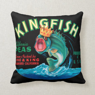 Cojín Decorativo Pescado de trasero con corona en fondo negro