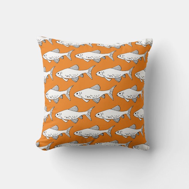 Cojín Decorativo Pescado del patrón Minnow del naranja (Anverso)