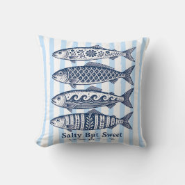 Cojín Decorativo Pescado Náutico de Raya Azul Salado Pero Dulce