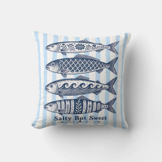 Cojín Decorativo Pescado Náutico de Raya Azul Salado Pero Dulce
