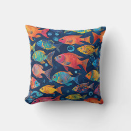 Cojín Decorativo Pescado Náutico Multicoloroso De La Playa