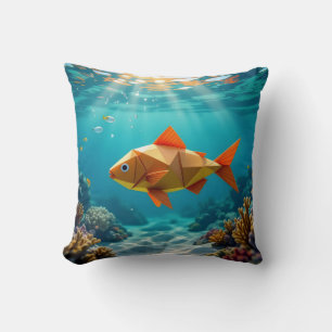 Cojín Decorativo Pescado originami y caballito de mar