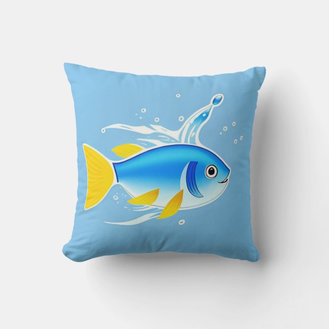 Cojín Decorativo Pescado Personalizado brillante con salpicaduras d (Anverso)