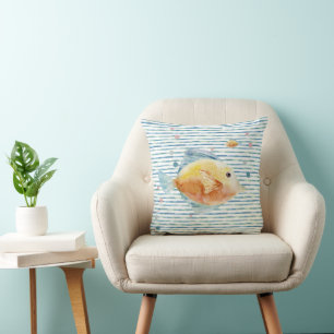 COJÍN DECORATIVO PESCADO TROPICAL COSTERO DE AGUA BRILLANTE, PLAYA