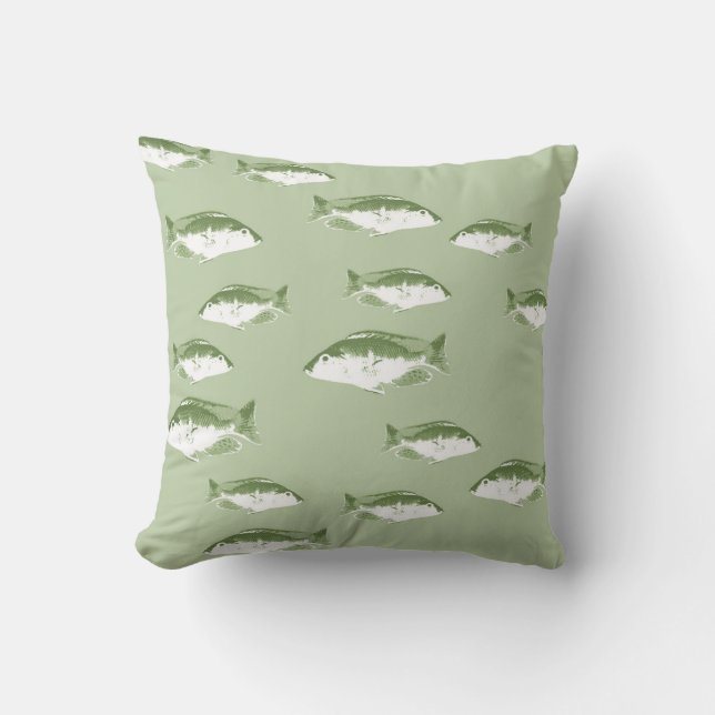 Cojín Decorativo Pescado verde oliva (Anverso)
