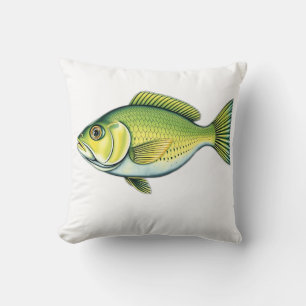 Cojín Decorativo Pescado verde vivo con patrones de ola
