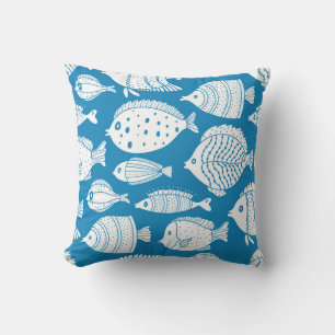 Cojín Decorativo Pescado Vintage: Ilustracion Decorativo.