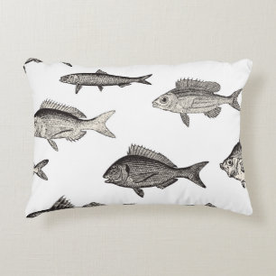 Cojín Decorativo Pescado vintage sin foco paternvintage, pescado, p