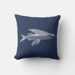 Cojín Decorativo Pescado volador azul oscuro