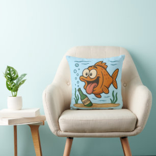 Cojín Decorativo Pescado y cerveza