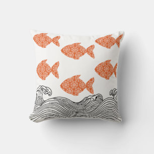 Cojín Decorativo Pescado y olas