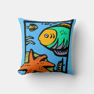 Cojín Decorativo Pescado y pez estrella Pillow