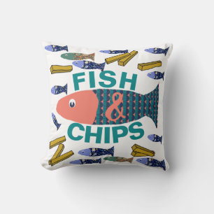 Cojín Decorativo Pescado y sopas, mar, chippy, Beach house