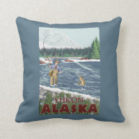 Pescador de la mosca - el Yukón, Alaska