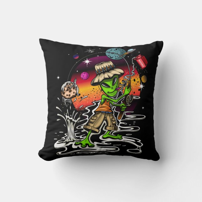 Cojín Decorativo Pescador Espacial (Anverso)