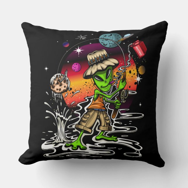 Cojín Decorativo Pescador Espacial (Anverso)
