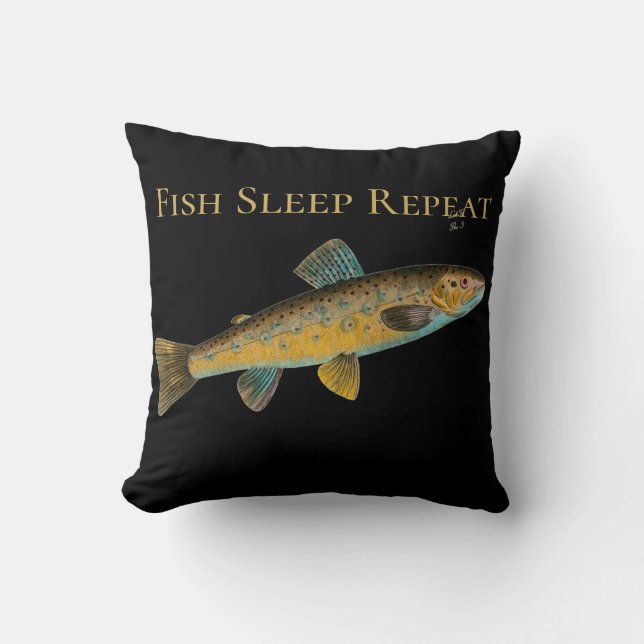 Cojín Decorativo Pescador Sleep Repeat Fisherman decoración de cuev (Anverso)