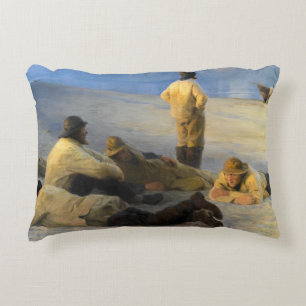 Cojín Decorativo Pescadores en la playa de Skagen, por Peder Severi