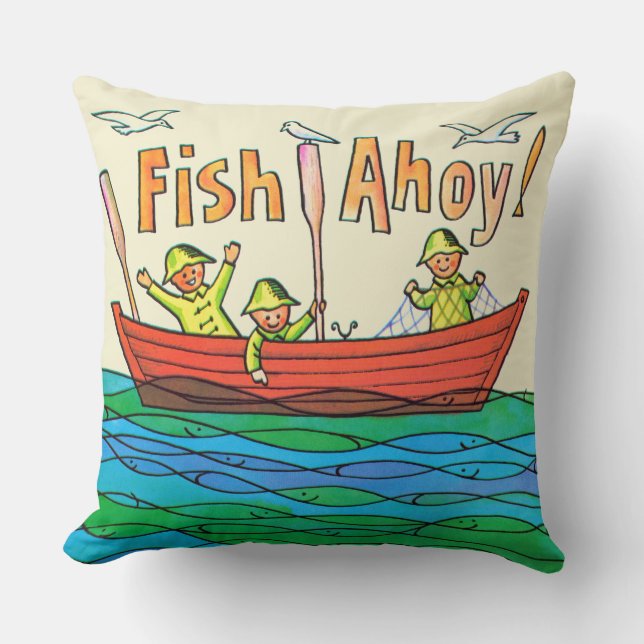 Cojín Decorativo ¡Pescados Ahoy! (Anverso)