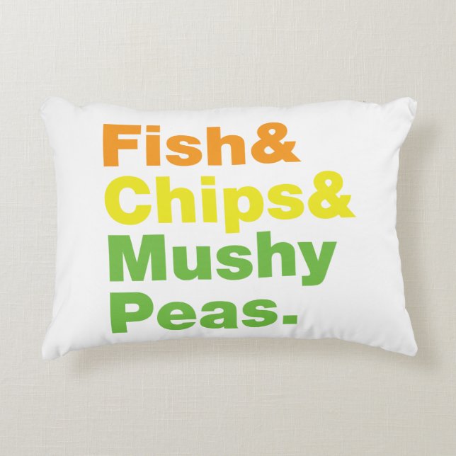 Cojín Decorativo Pescados y chuletas y guisantes. (Anverso)
