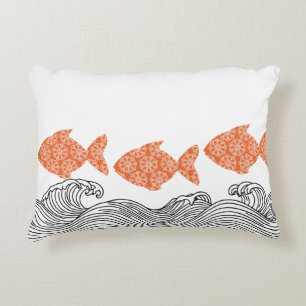 Cojín Decorativo Pescados y olas costeras