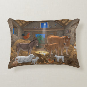 Cojín Decorativo Pesebre de Jesús Niño Noche Santa Navidad Nativida