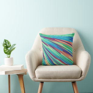 Cojín Decorativo Pestañas geométricas abstractas de Naranja azul Ve